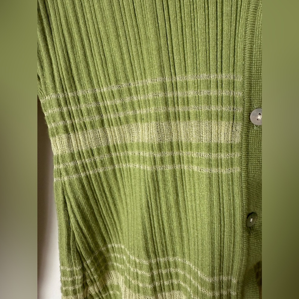 Lush Ribbed Striped Collared Button Up Cardigan in Fern - Picture 11 of 15